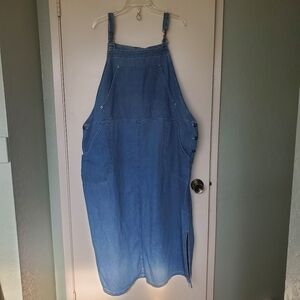 Faded Blue Comfy Denim Cowgirl Overall Style Dress 100% Cotton Size 26